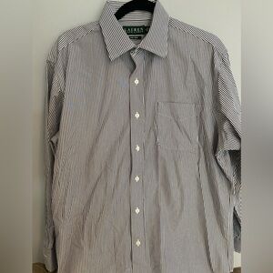 Lauren by Ralph Lauren- Button down shirt, Men’s, Black and White Stripe - Sz 16